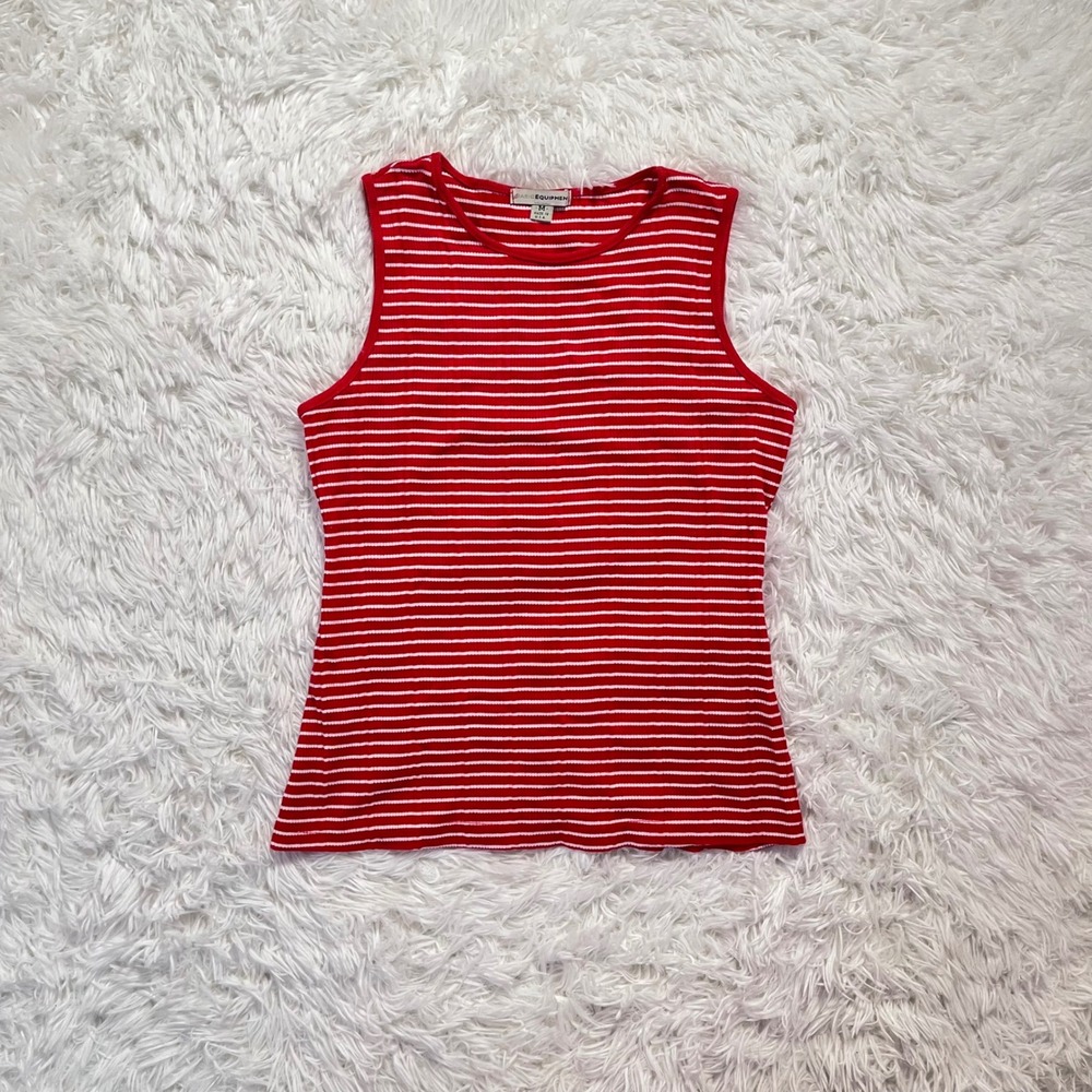 🍟90s vintage red striped tank medium